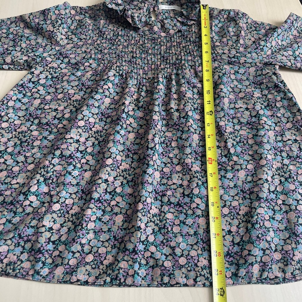 Doen Ruffle Neck Floral Multicolor Long Sleeve Blouse Size Small - Picture 11 of 12